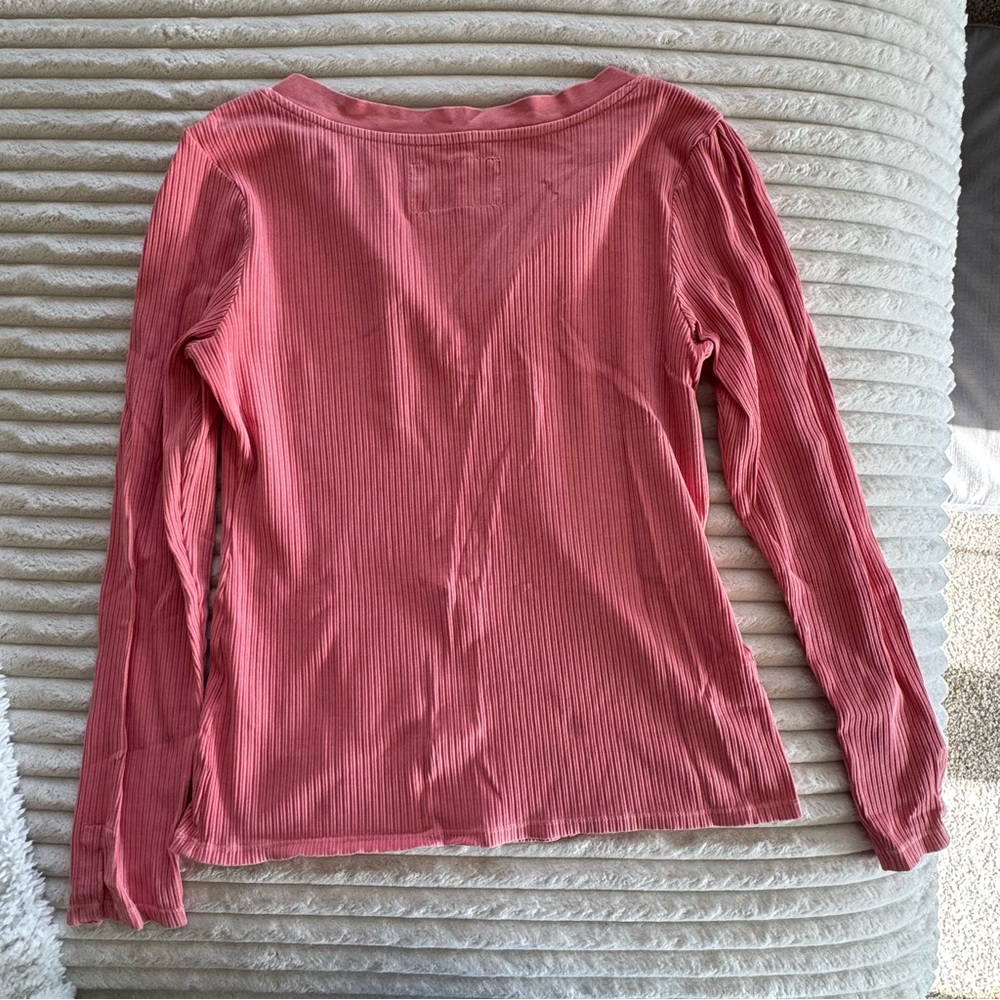 Pilcro Anthropology Pink Long Sleeve Ribbed Top